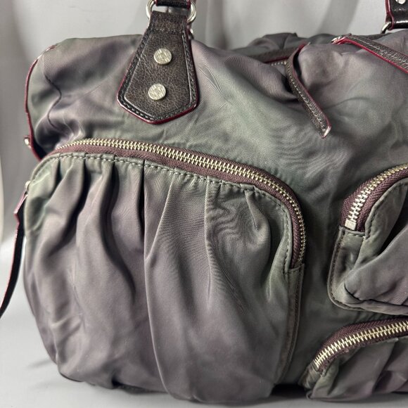 MZ Wallace Kate Gray Nylon Brown Leather Trim Shoulder Bag - Picture 2 of 14